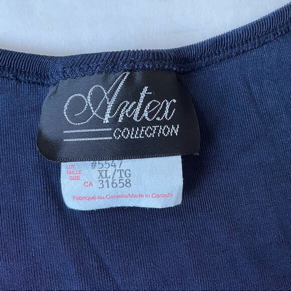 Vintage Artex Collection 2 Piece Blouse Embellished Studded Belt Stretch Navy XL - Picture 6 of 9